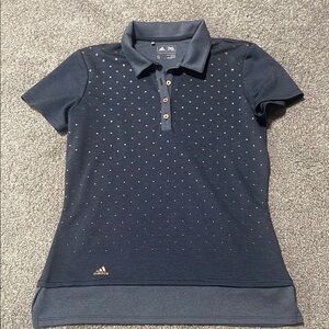 Adidas Blue and Gold Fitted Polo Button Down Shirt